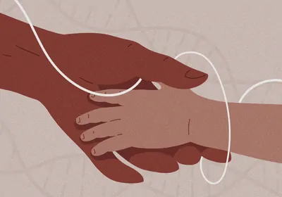 Illustration showing two hands join, father or mother with child Illustration showing two hands join, father or mother with child